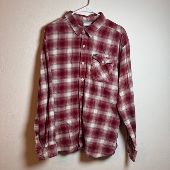 Columbia Other - Columbia Men's Red Plaid Flannel Long Sleeve Button Up Shirt Size XL